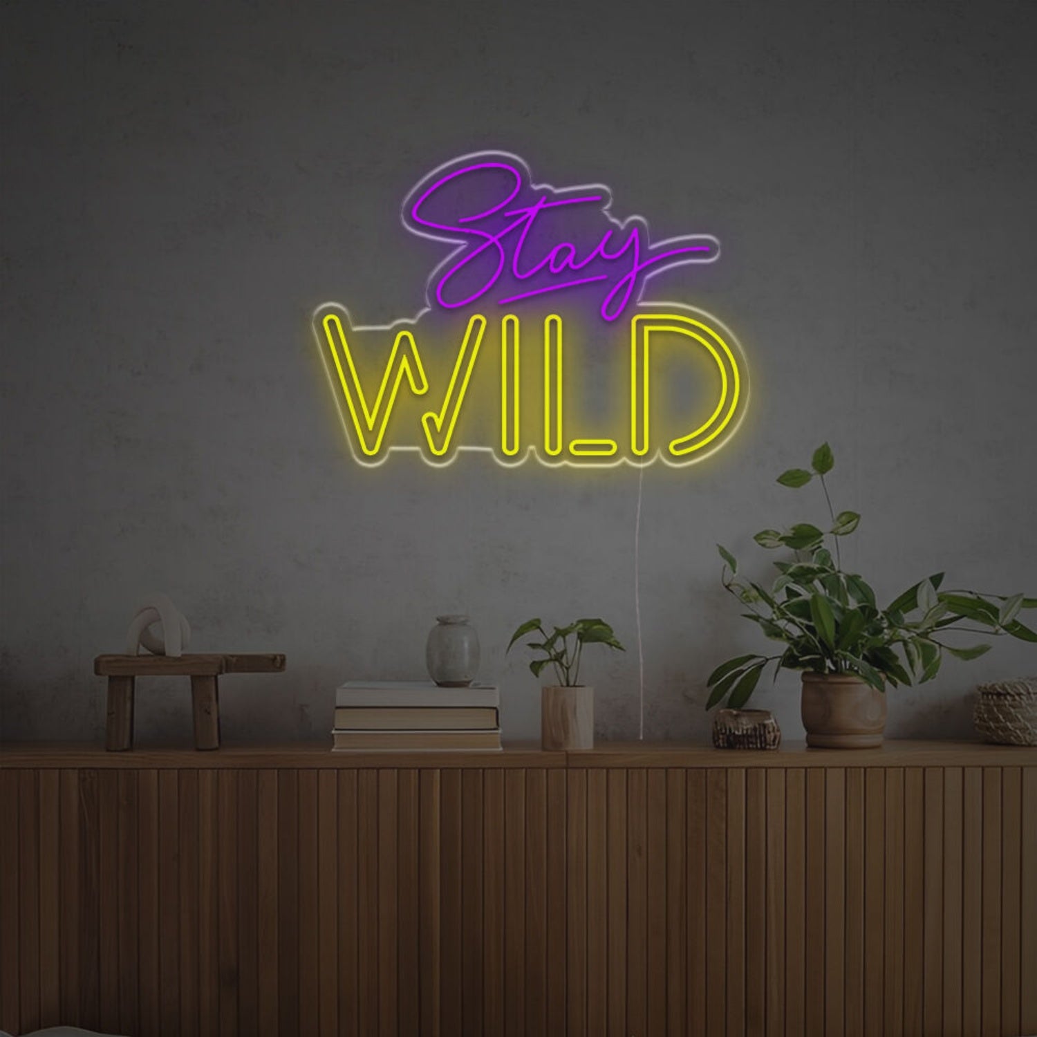 Purple And Yellow Stay Wild Led Neon Sign | Shineneon