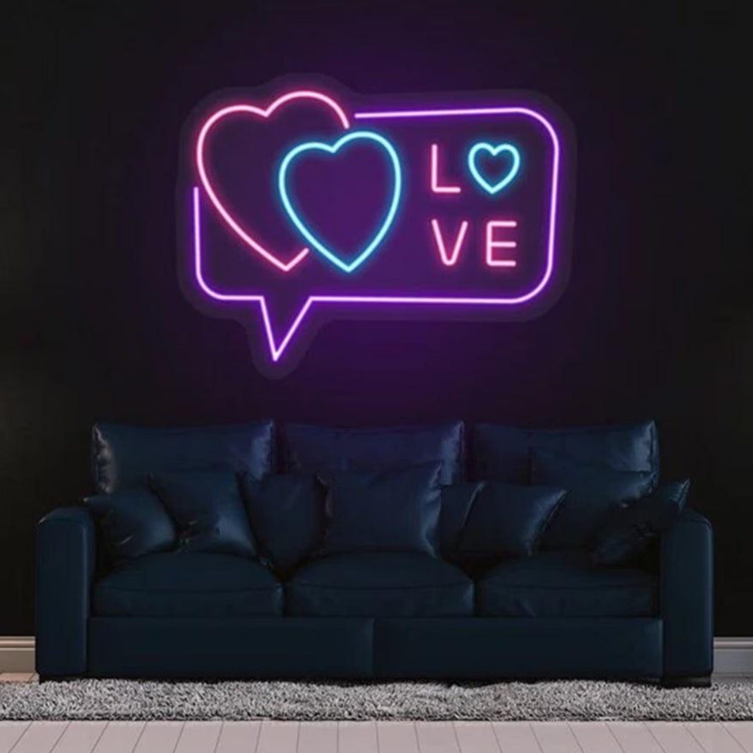 Purple Blue Pink Hearts Love LED Neon Sign for Valentines Day Home Decor | Shineneon
