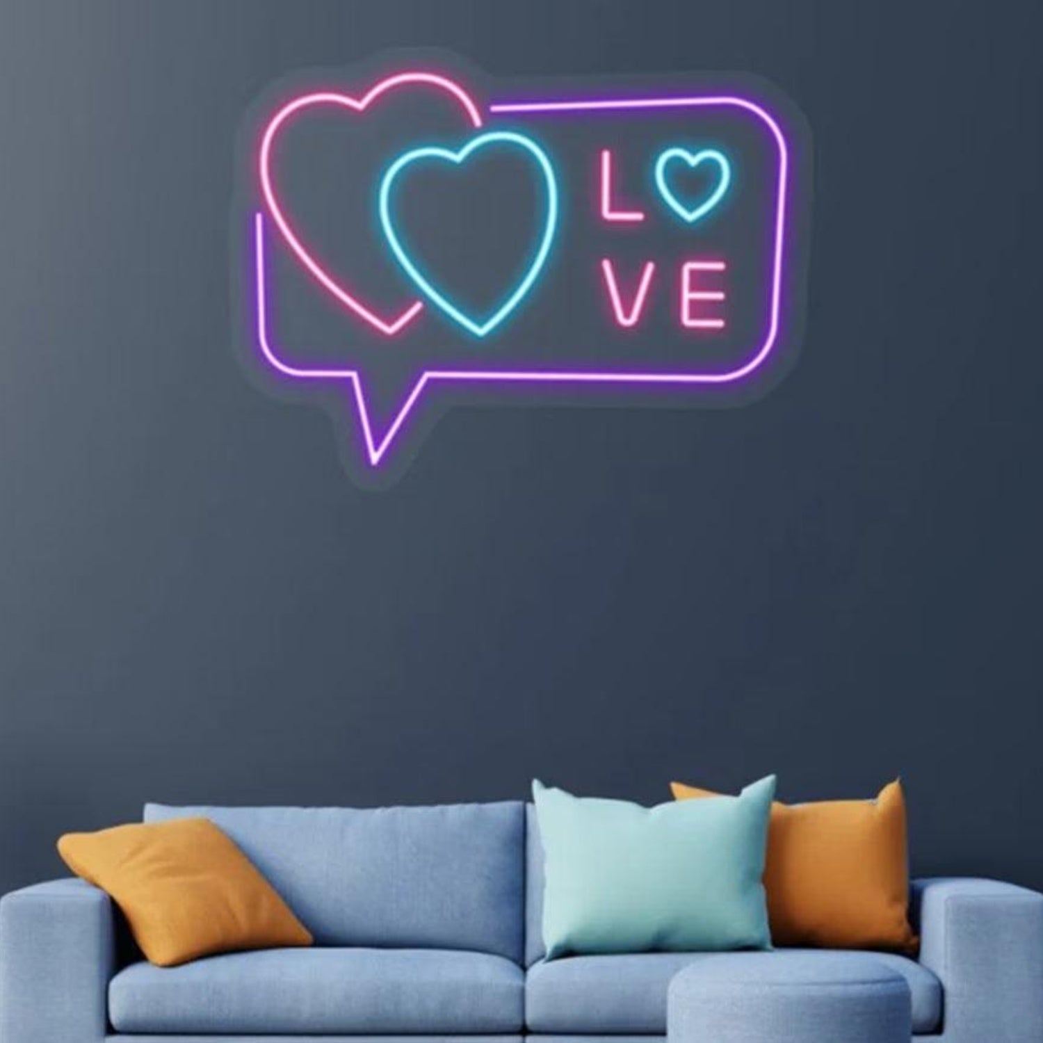 Purple Blue Pink Hearts Love LED Neon Sign for Valentines Day Home Decor | Shineneon
