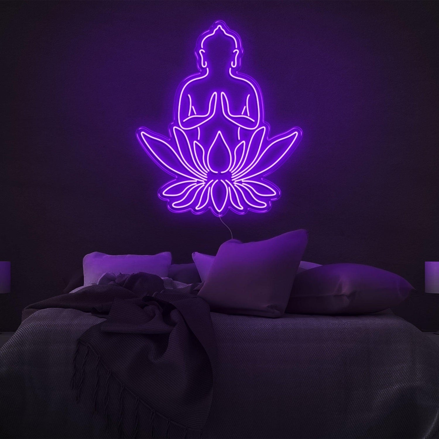 Purple Buddha Lotus Led Neon Sign For Bedroom Decor | Shineneon