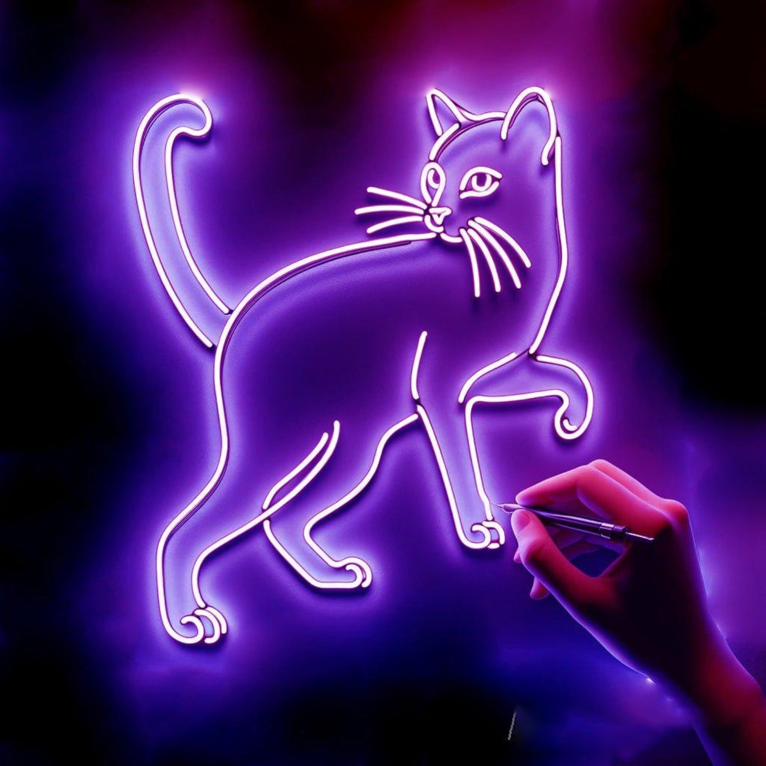Purple Cartoon Cat Led Neon Sign For Bedroom Cafe Pet Shop Decor | Shineneon