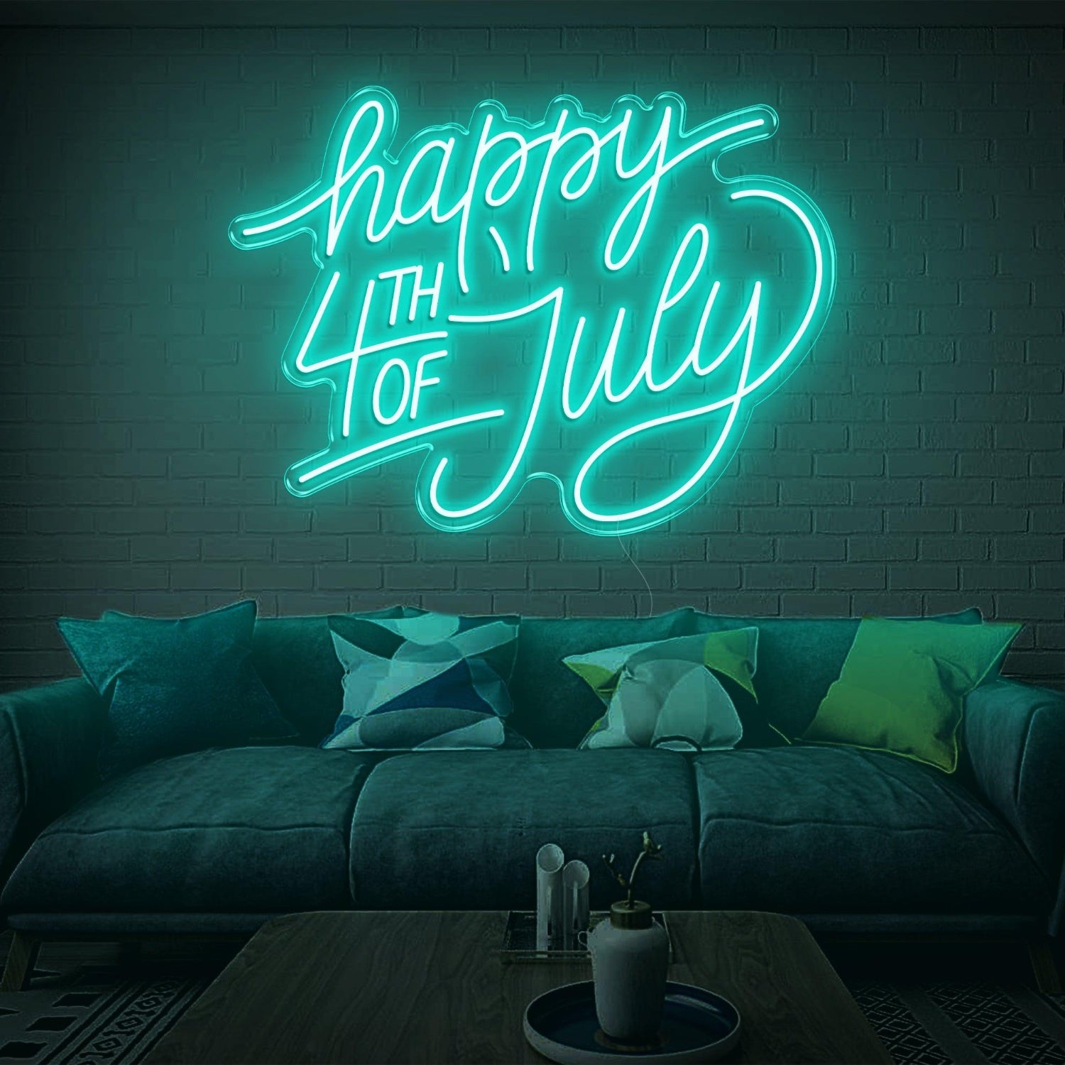 Purple Cursive Happy 4th Led Neon Sign For Indoor July 4th Party Decor | Shineneon
