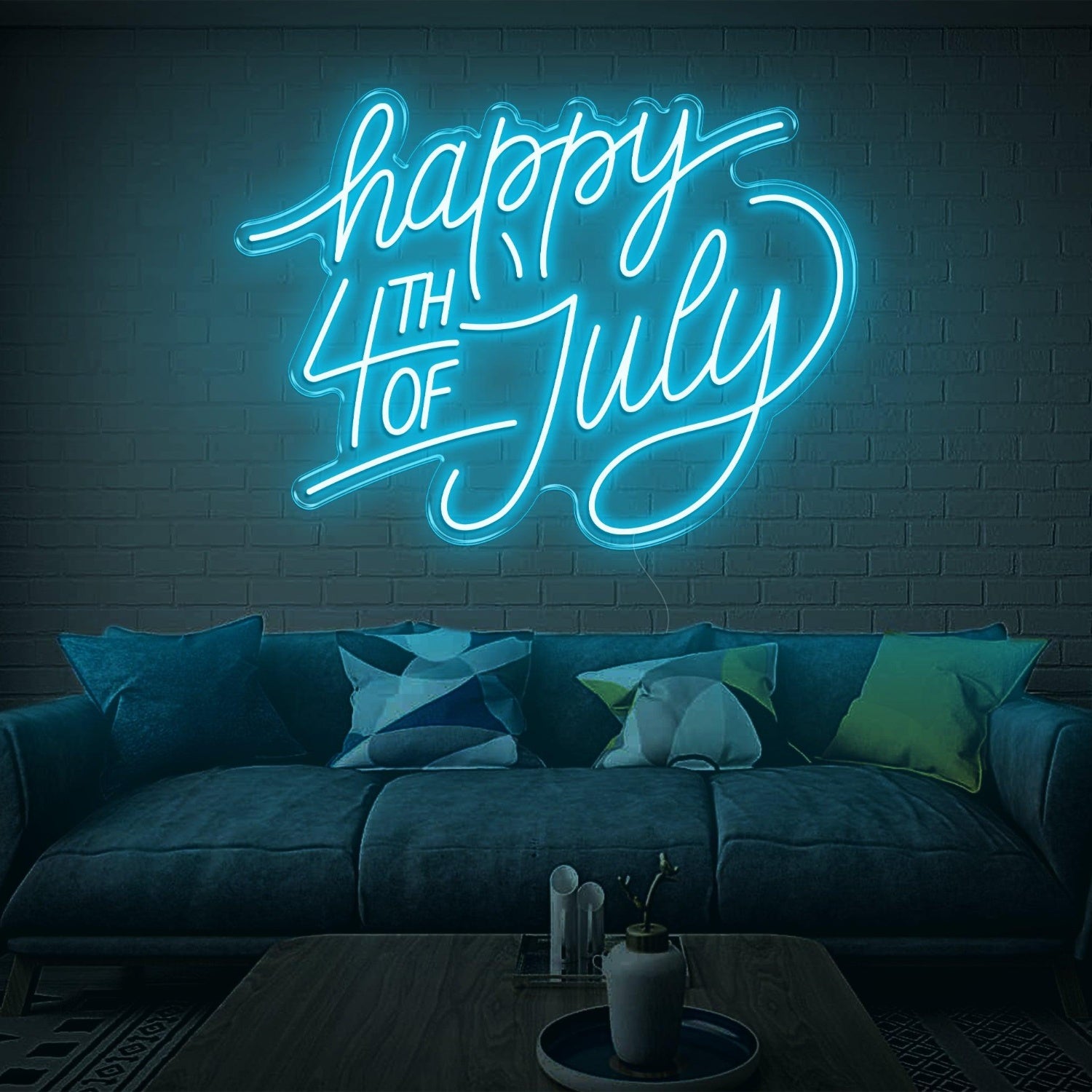 Purple Cursive Happy 4th Led Neon Sign For Indoor July 4th Party Decor | Shineneon