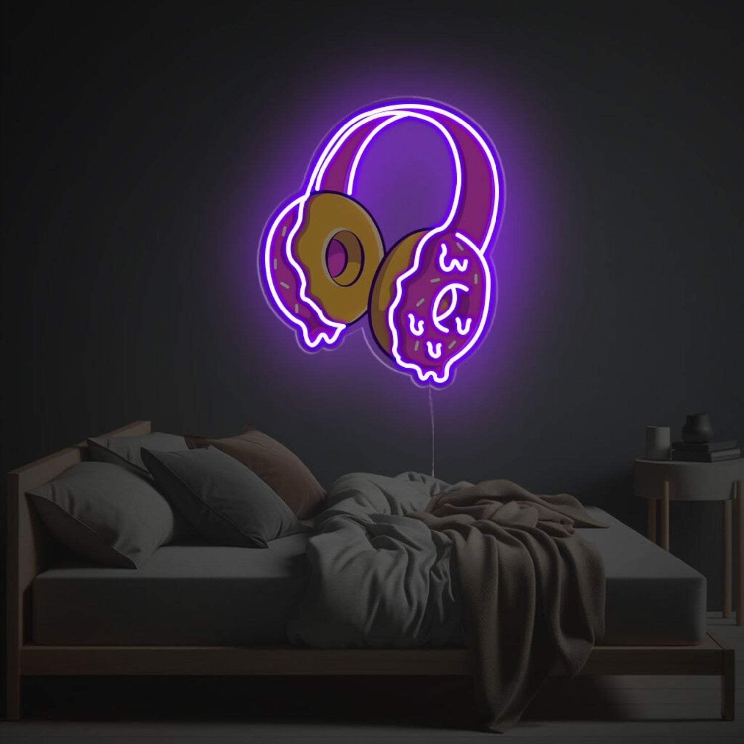 Purple Donuts Earsphone Led Neon Acrylic Artwork | Shineneon
