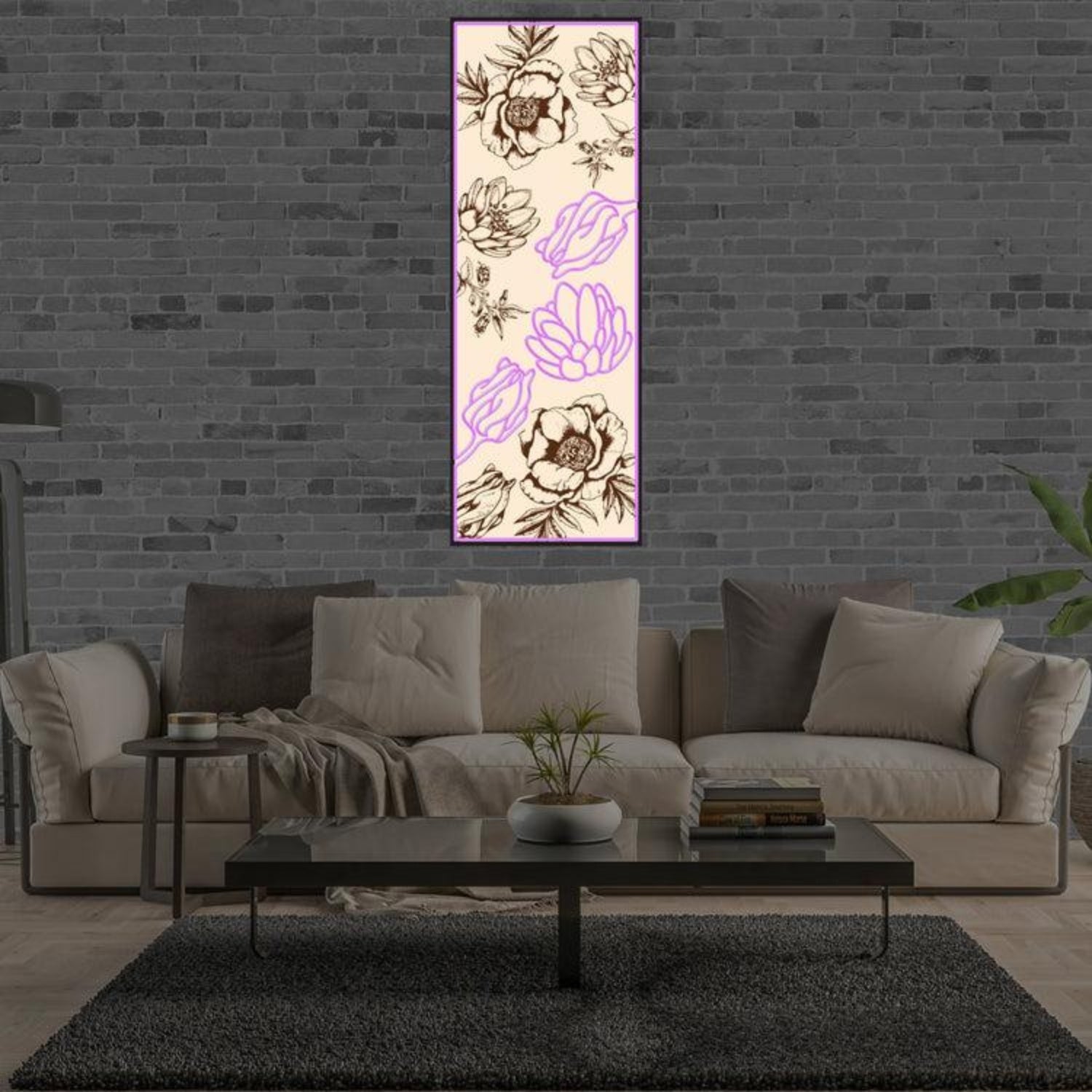 Purple Floral Led Neon Sign Flower Wall Art For Home Decor | Shineneon