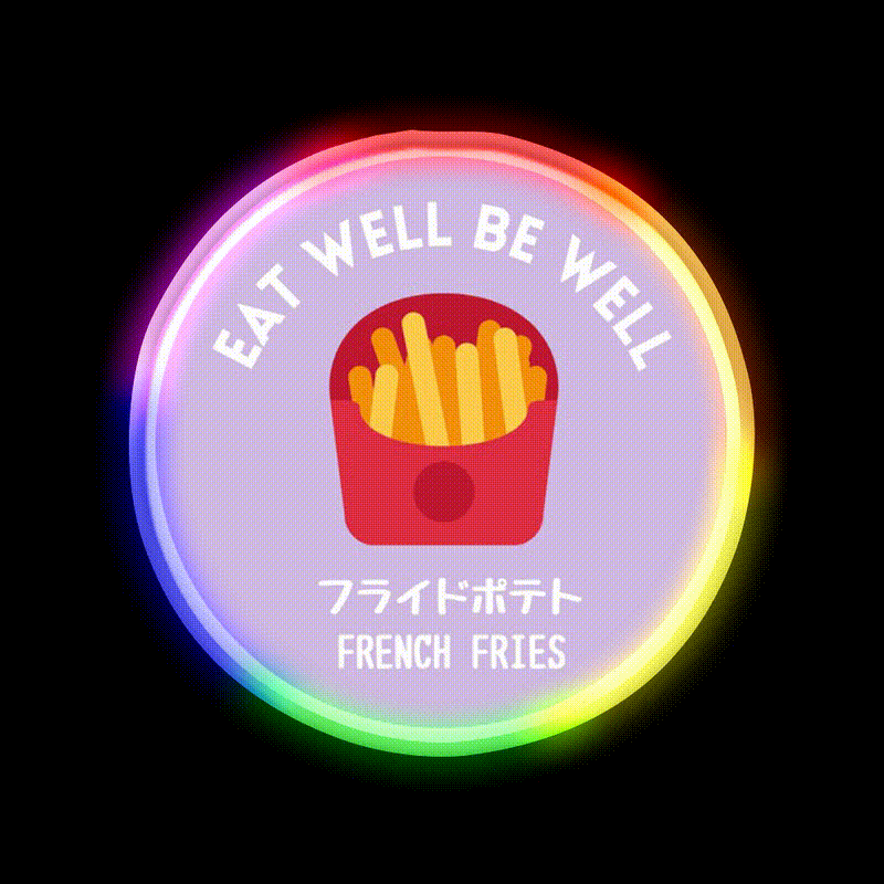 Purple Fries Japanese Junk Food Snack Food Led Neon Sign Rgb Color - LED neon sign close-up detail