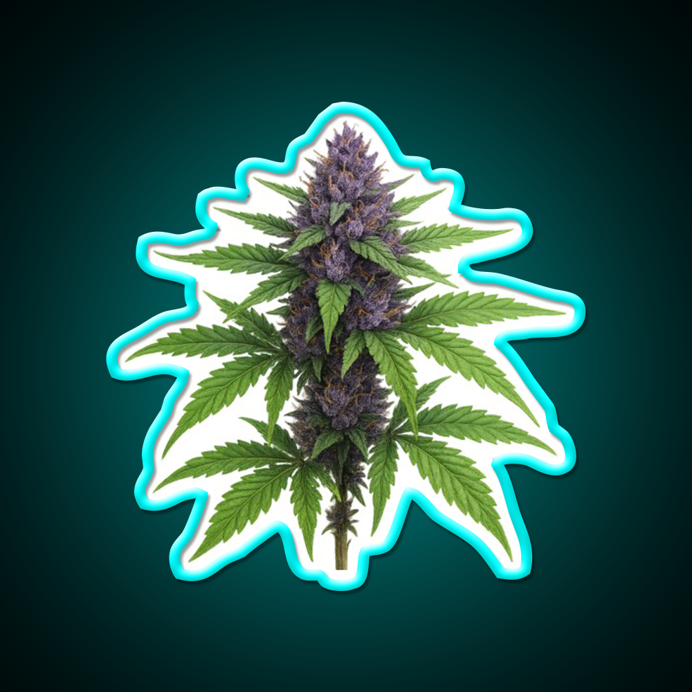 Purple Green Flower Ultra Realistic Detailed Green Leaf Led Neon Sign Rgb Color