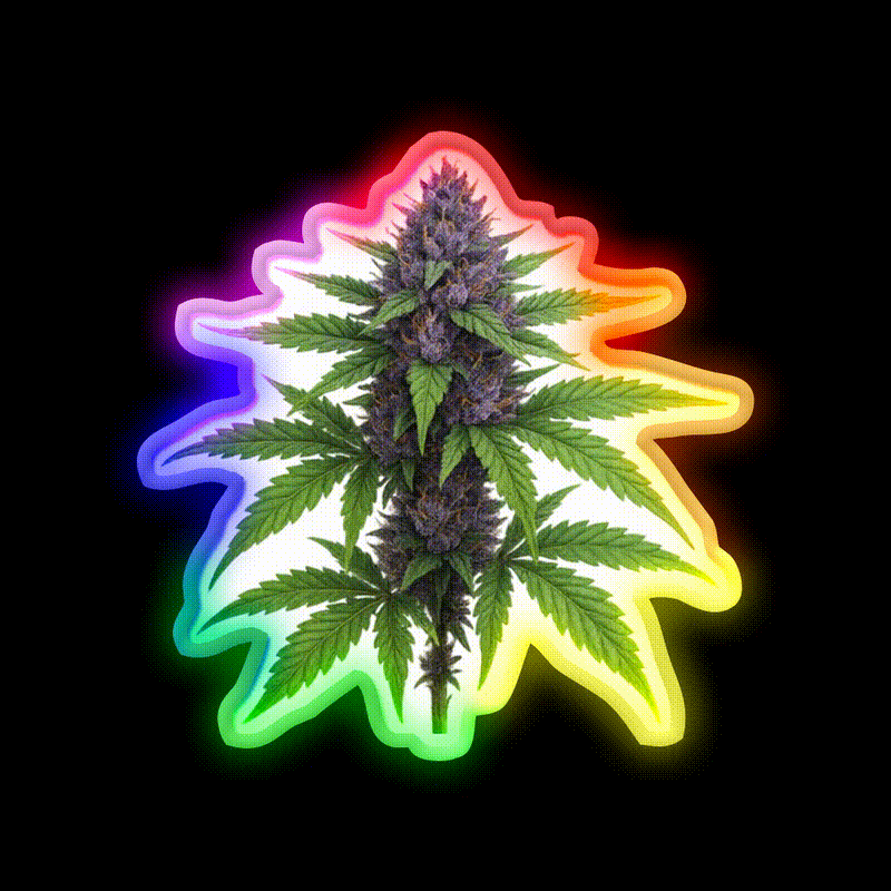 Purple Green Flower Ultra Realistic Detailed Green Leaf Led Neon Sign Rgb Color - LED neon sign close-up detail