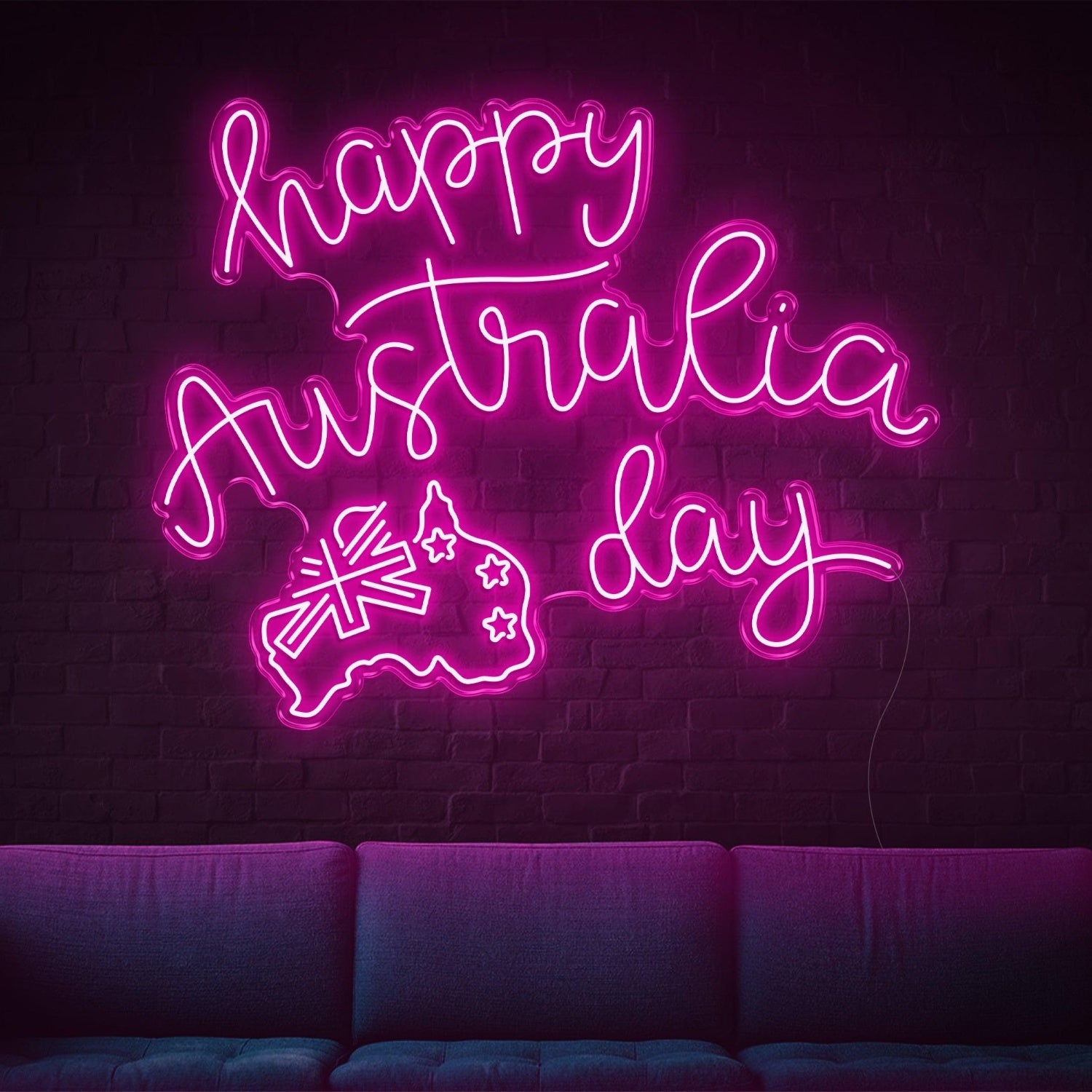 Purple Happy Australia Day Map Flag Led Neon Sign For Indoor Party Decor | Shineneon