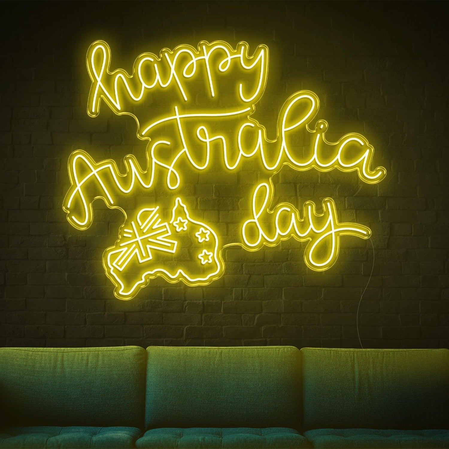 Purple Happy Australia Day Map Flag Led Neon Sign For Indoor Party Decor | Shineneon