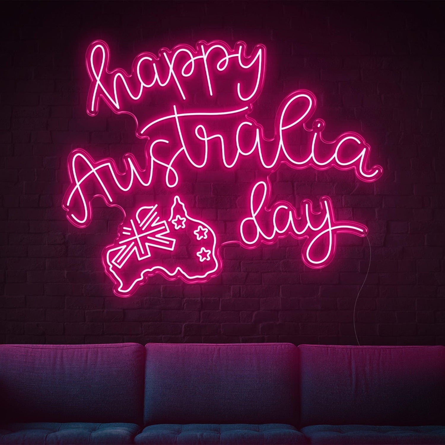 Purple Happy Australia Day Map Flag Led Neon Sign For Indoor Party Decor | Shineneon