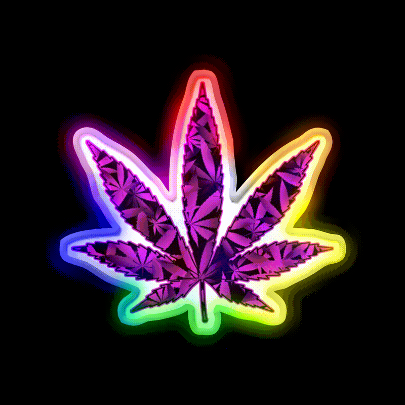 Purple Haze Hemp Inspired Green Leaf Led Neon Sign Rgb Color - LED neon sign close-up detail