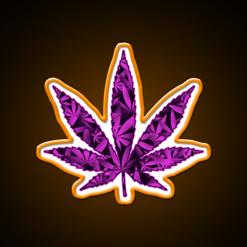 Purple Haze Hemp Inspired Green Leaf Led Neon Sign Rgb Color - LED neon sign view 6