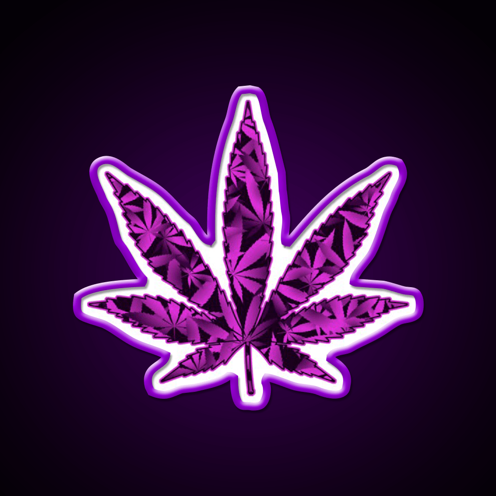 Purple Haze Hemp Inspired Green Leaf Led Neon Sign Rgb Color - Shineneon