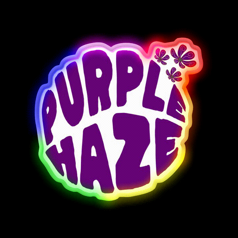 Purple Haze Purple Hemp Inspired Green Leaf Led Neon Sign Rgb Color - LED neon sign close-up detail