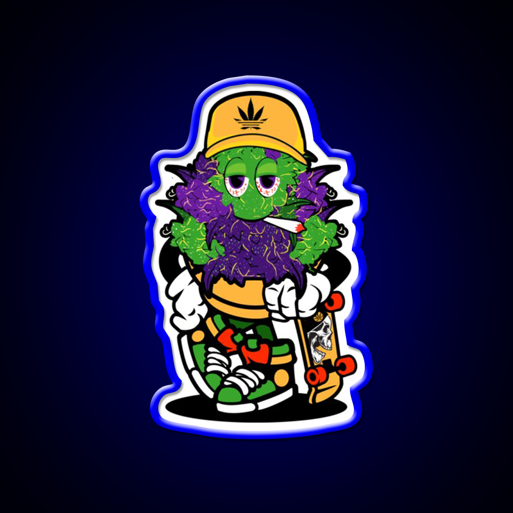 Purple Haze Skater Hemp Inspired Green Leaf Led Neon Sign Rgb Color - LED neon sign view 5