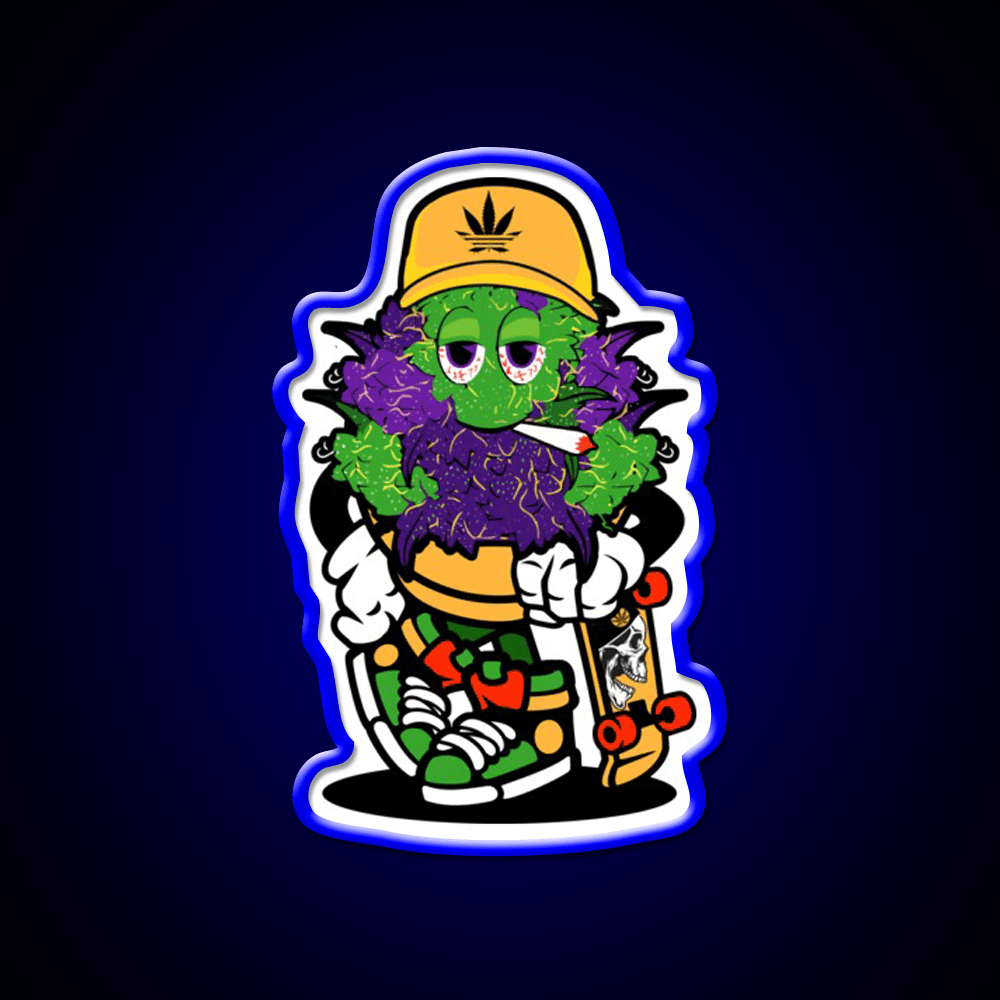 Purple Haze Skater Hemp Inspired Green Leaf Led Neon Sign Rgb Color - Shineneon