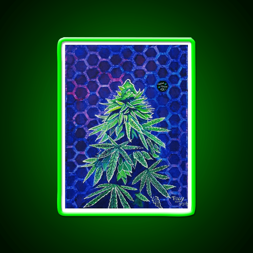 Purple Kush Hemp Inspired Green Leaf Led Neon Sign Rgb Color - Shineneon