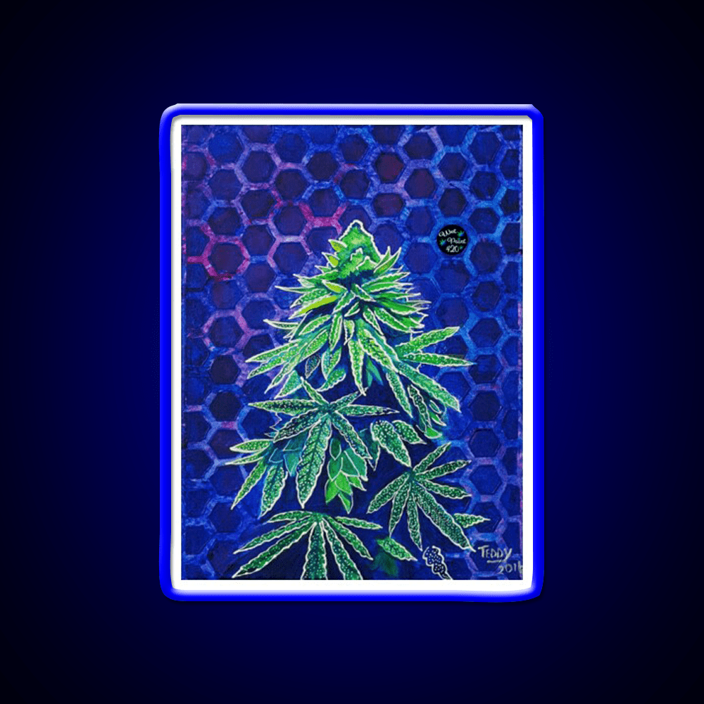 Purple Kush Hemp Inspired Green Leaf Led Neon Sign Rgb Color - Shineneon