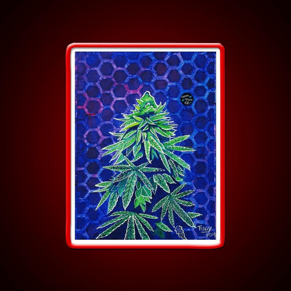 Purple Kush Hemp Inspired Green Leaf Led Neon Sign Rgb Color - Shineneon