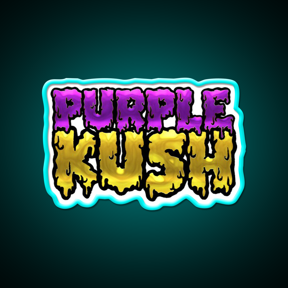 Purple Kush Weed Strain Original Label Green Leaf Led Neon Sign Rgb Color - Size and dimension reference