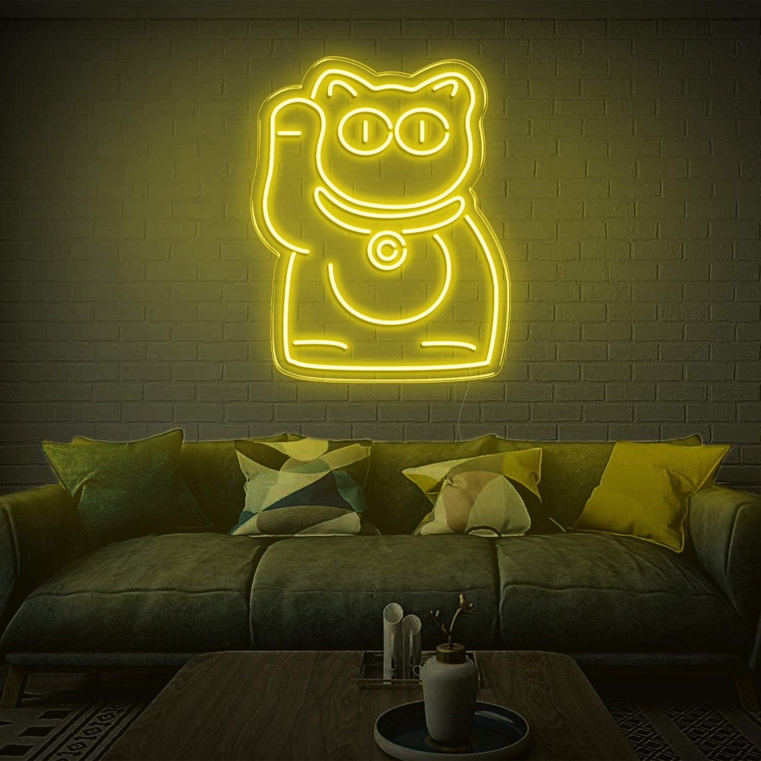 Purple Lucky Cat Led Neon Sign For Modern Indoor Wall Decor | Shineneon