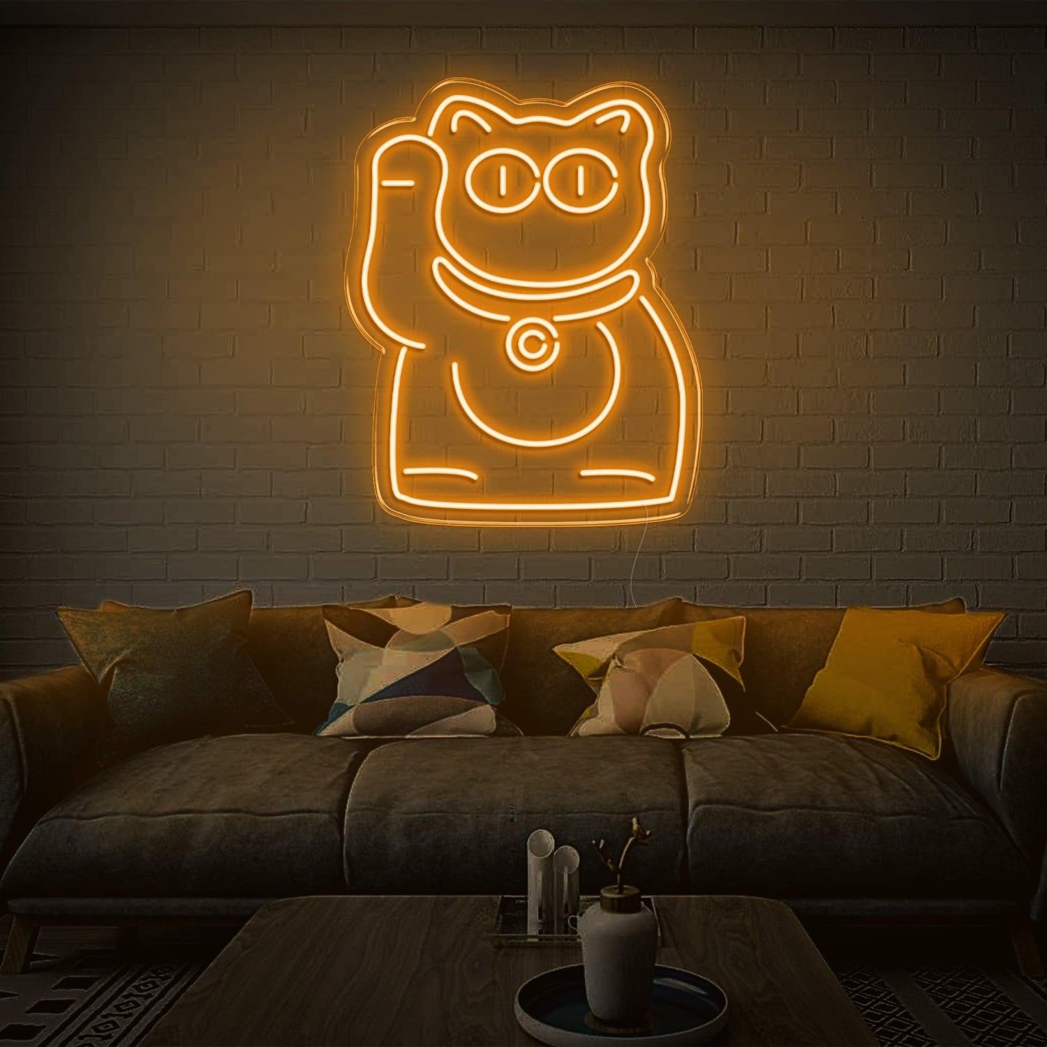 Purple Lucky Cat Led Neon Sign For Modern Indoor Wall Decor | Shineneon