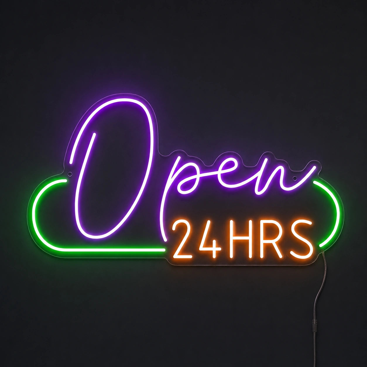 Purple Open 24 Hrs Neon Sign LED Neon Sign main product image