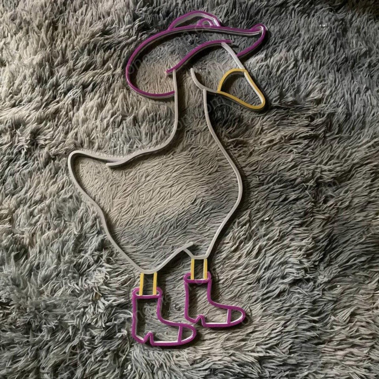 Purple Orange Cartoon Cowboy Duck Led Neon Sign For Home Cafe Decor | Shineneon