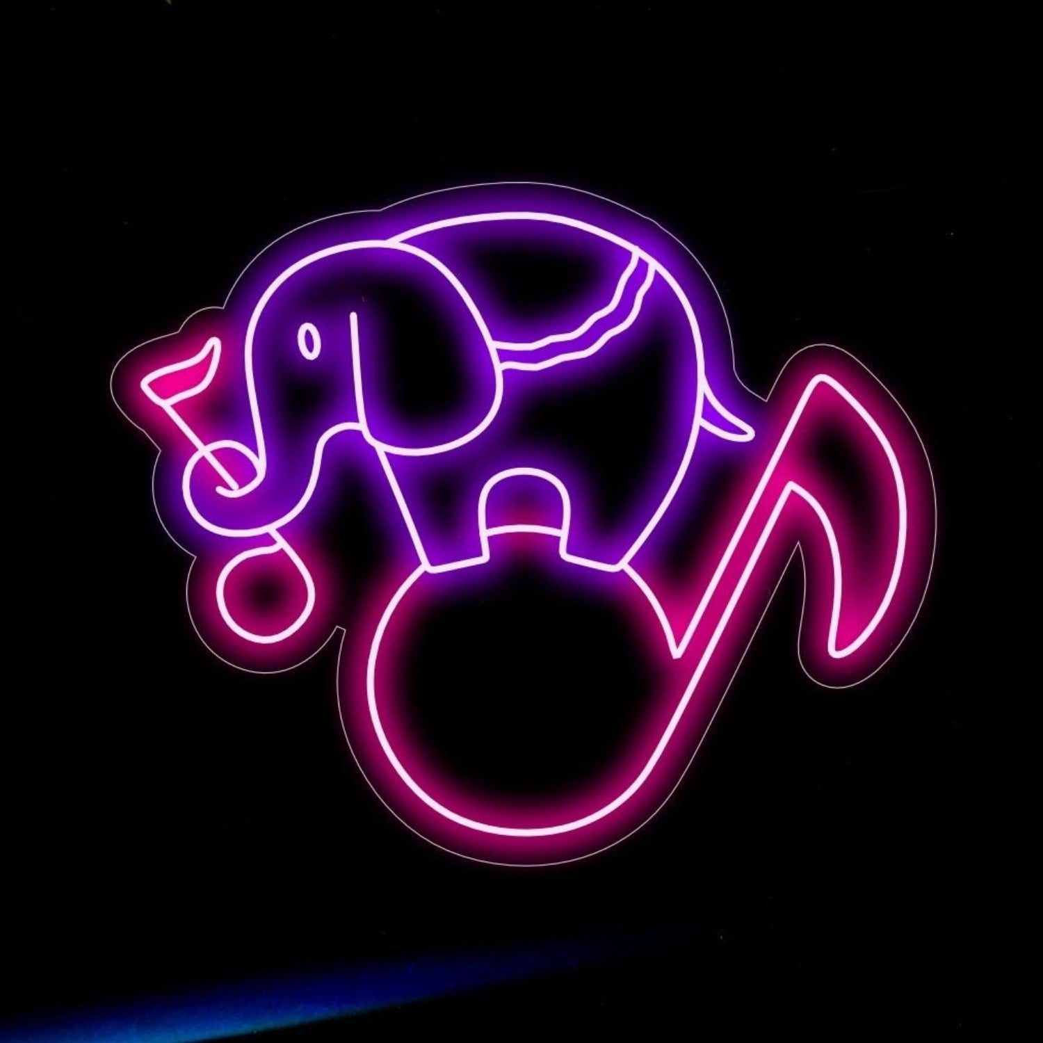 Purple-Pink Elephant Silhouette With Music Notes Led Neon Sign For Kids Room | Shineneon