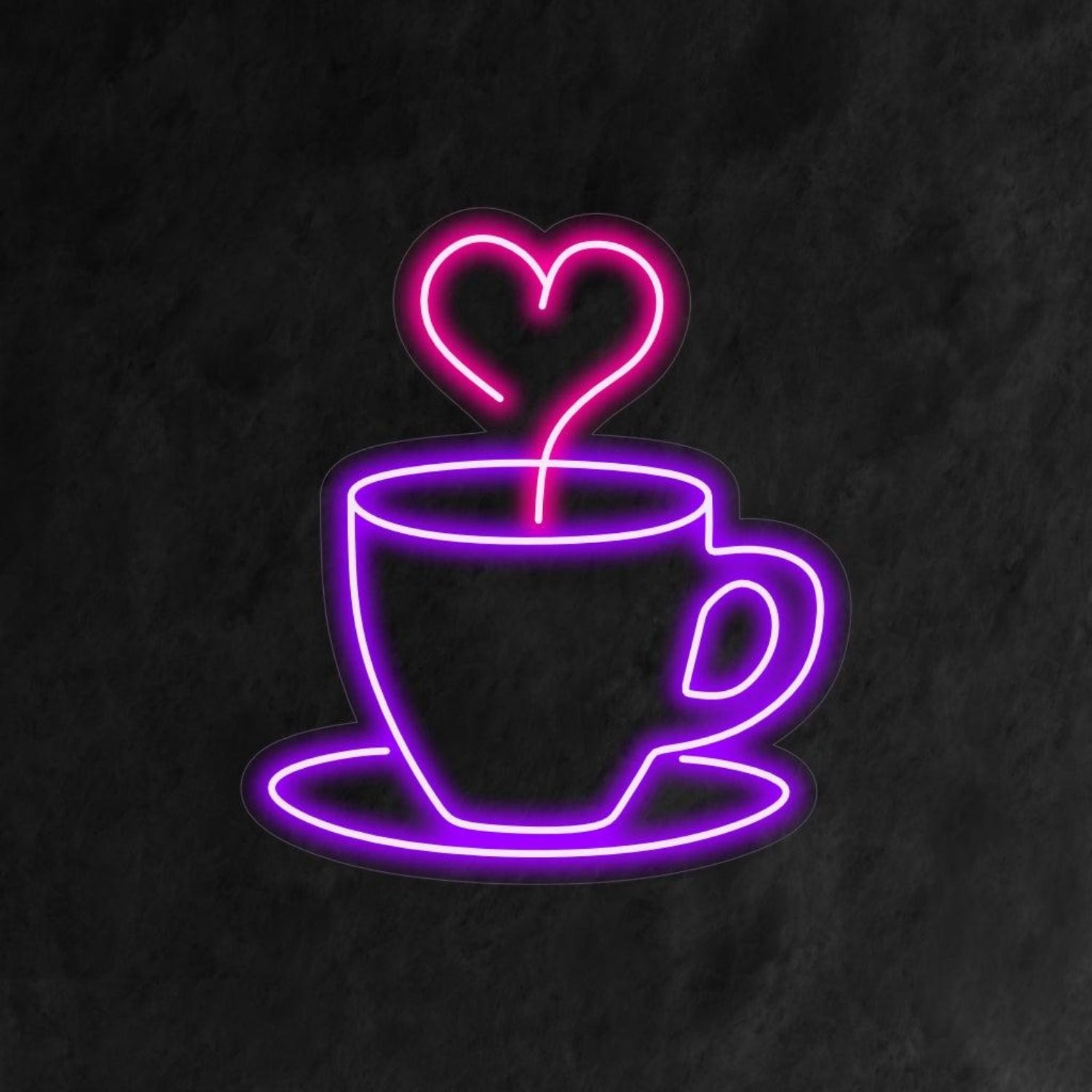 Purple-Pink Heart Coffee Cup Led Neon Sign For Cafe Home Decor | Shineneon