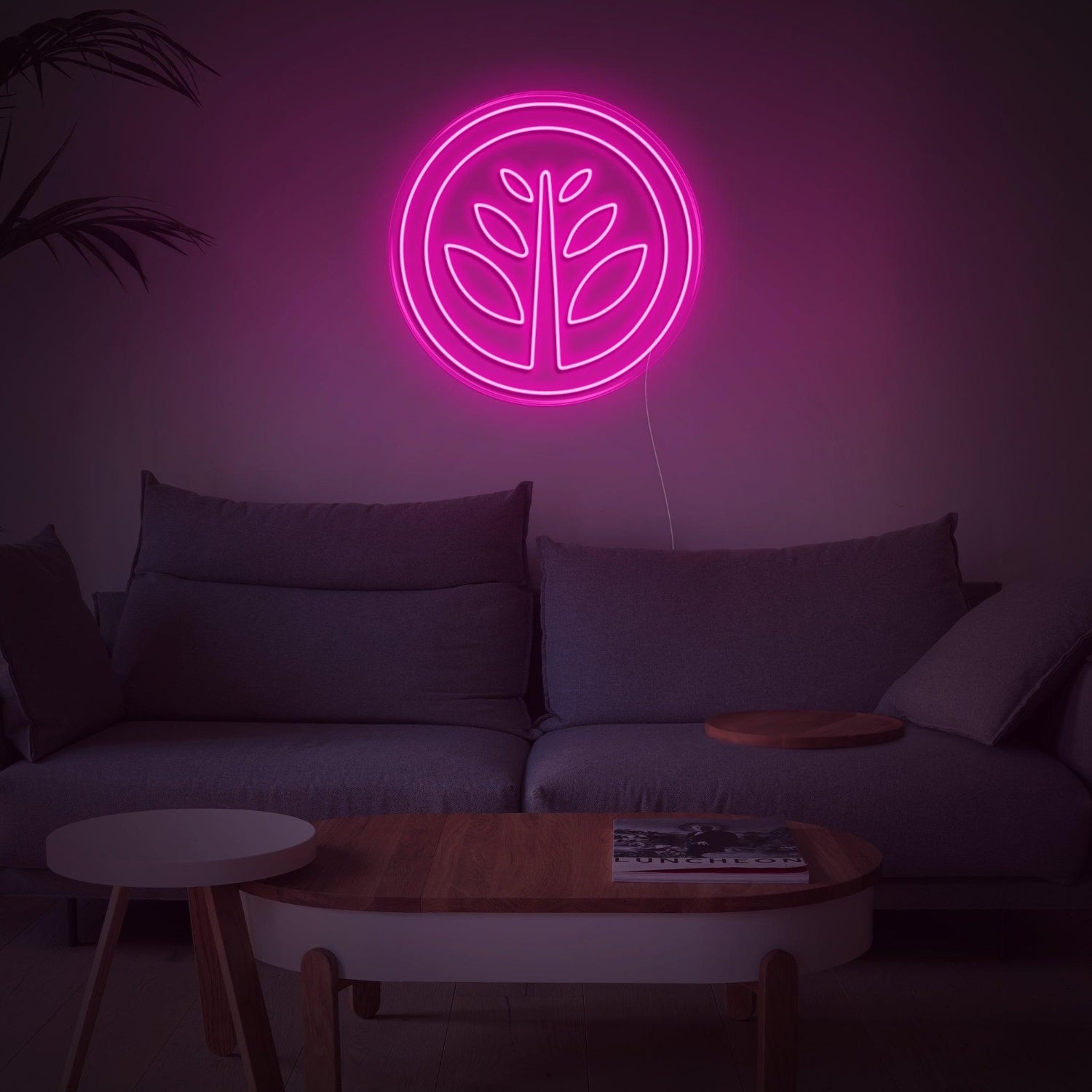 Purple Plant Circle Led Neon Sign For Home Decor | Shineneon