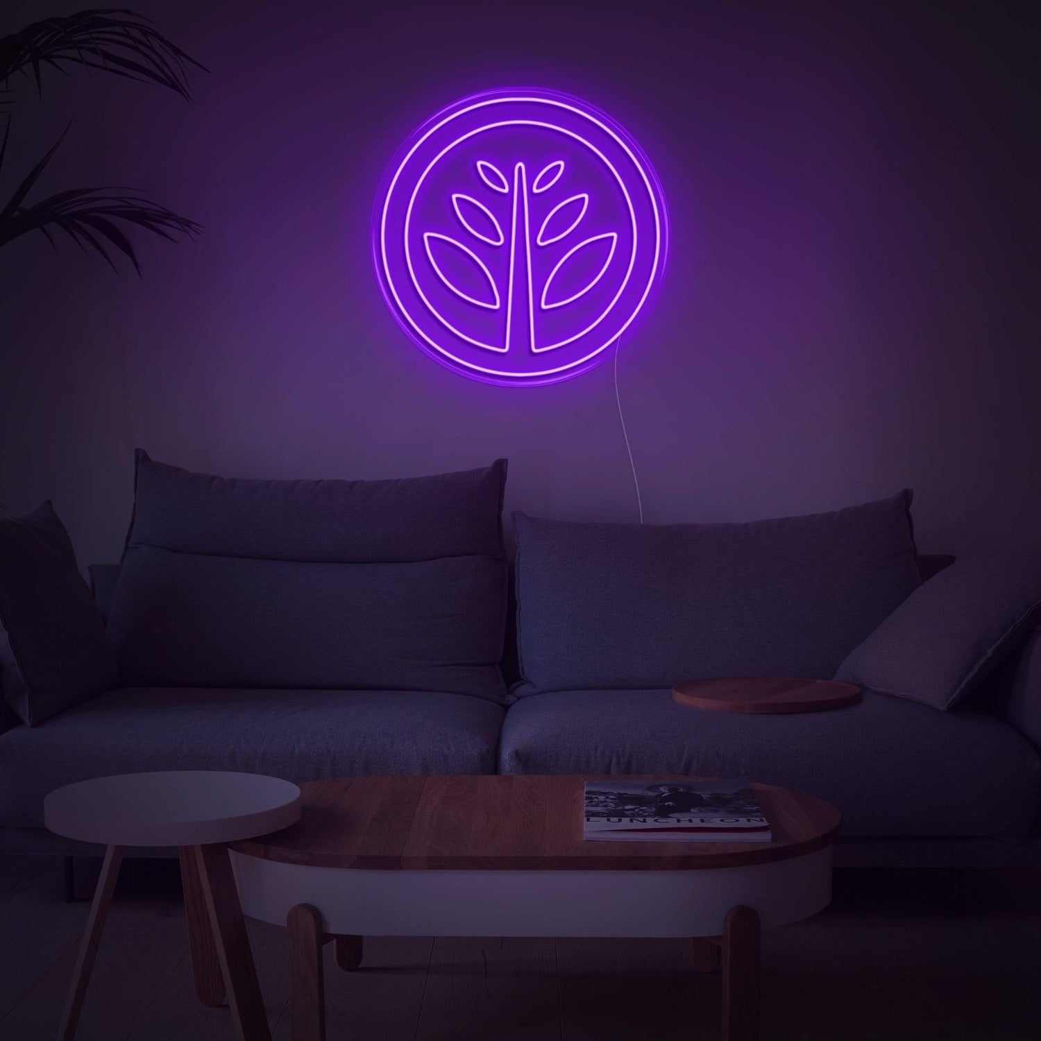 Purple Plant Circle Led Neon Sign For Home Decor | Shineneon