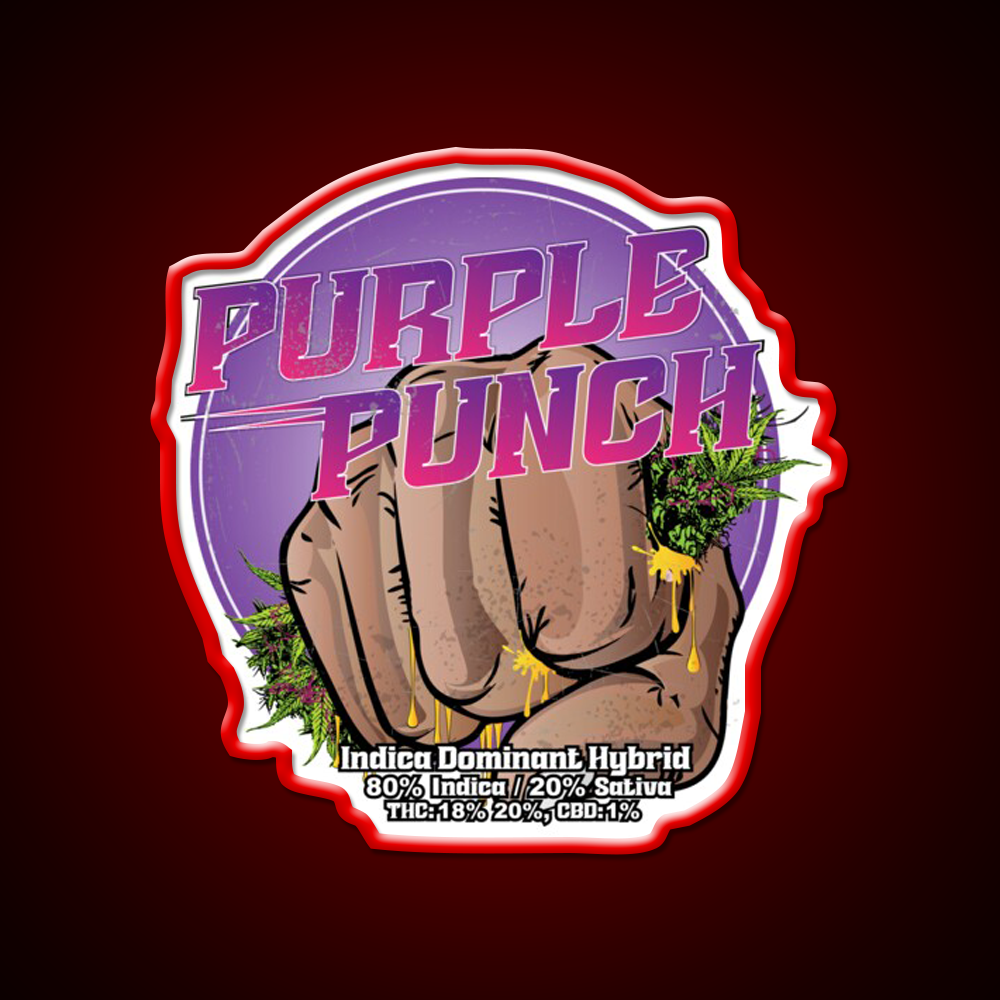 Purple Punch Strain Art Hemp Inspired Green Leaf Led Neon Sign Rgb Color - LED neon sign view 10