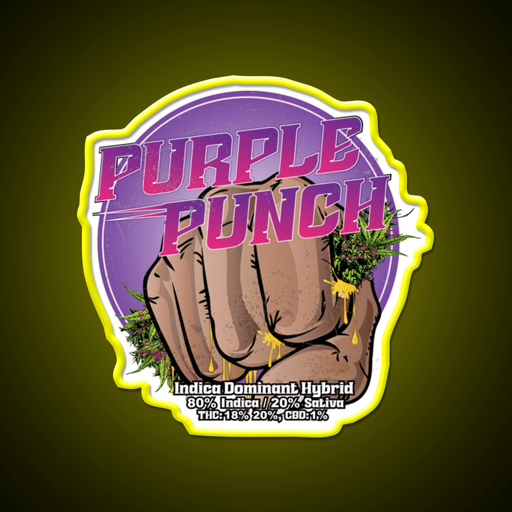 Purple Punch Strain Art Hemp Inspired Green Leaf Led Neon Sign Rgb Color - Shineneon