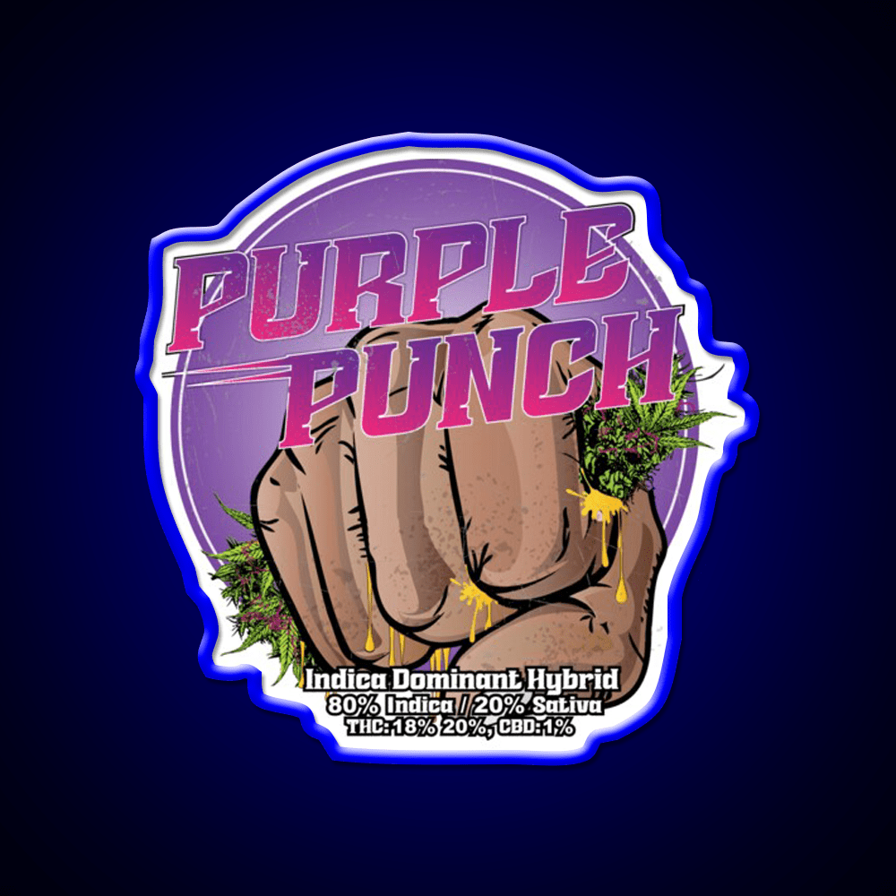 Purple Punch Strain Art Hemp Inspired Green Leaf Led Neon Sign Rgb Color - Shineneon