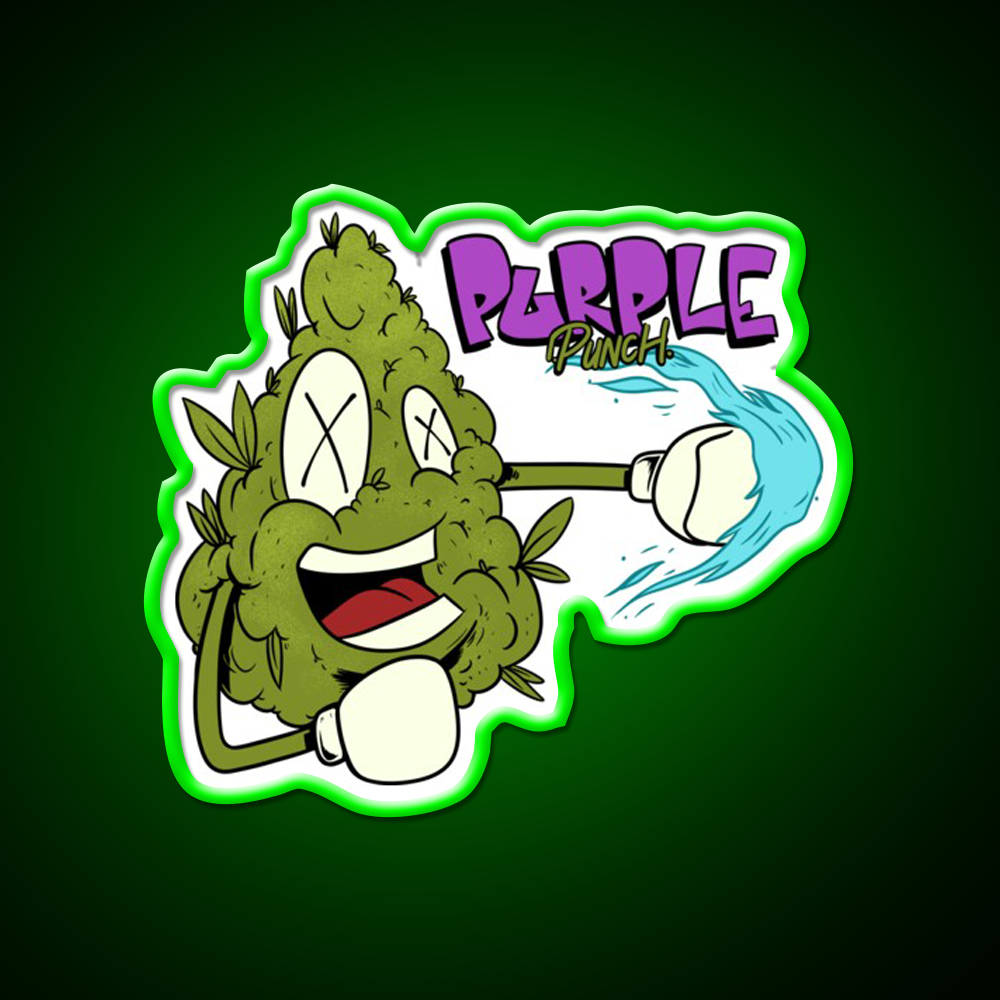 Purple Punch Weed Strain Hemp Inspired Green Leaf Led Neon Sign Rgb Color - LED neon sign view 8