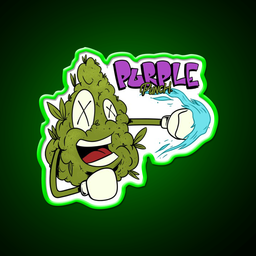 Purple Punch Weed Strain Hemp Inspired Green Leaf Led Neon Sign Rgb Color - Shineneon
