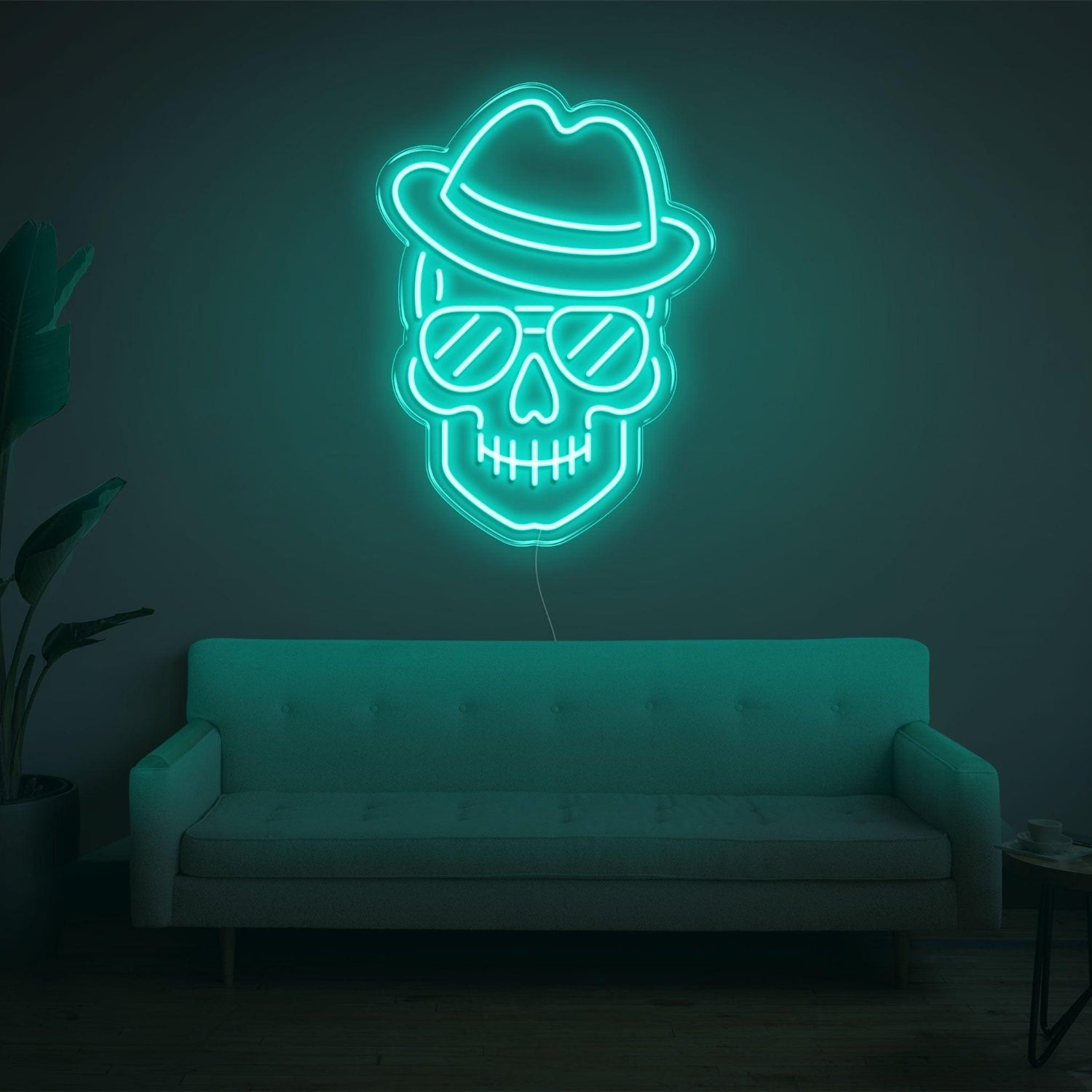 Purple Skull With Hat Glasses Led Neon Sign For Home Bar Cafe Decor | Shineneon