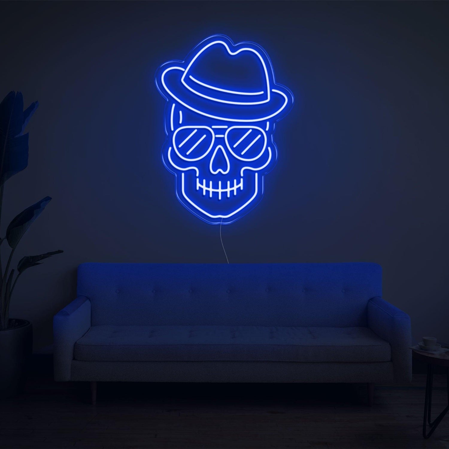 Purple Skull With Hat Glasses Led Neon Sign For Home Bar Cafe Decor | Shineneon