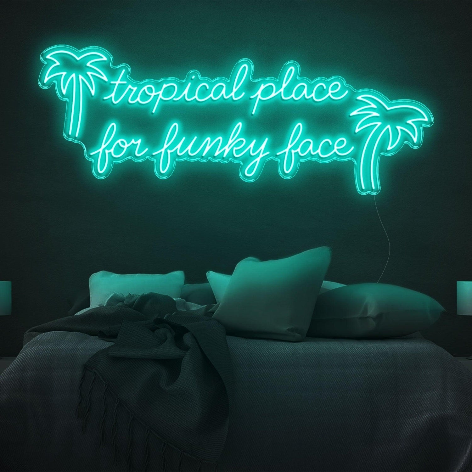 Purple Tropical Palm Funky Face Led Neon Sign For Bedroom Wall Decor | Shineneon