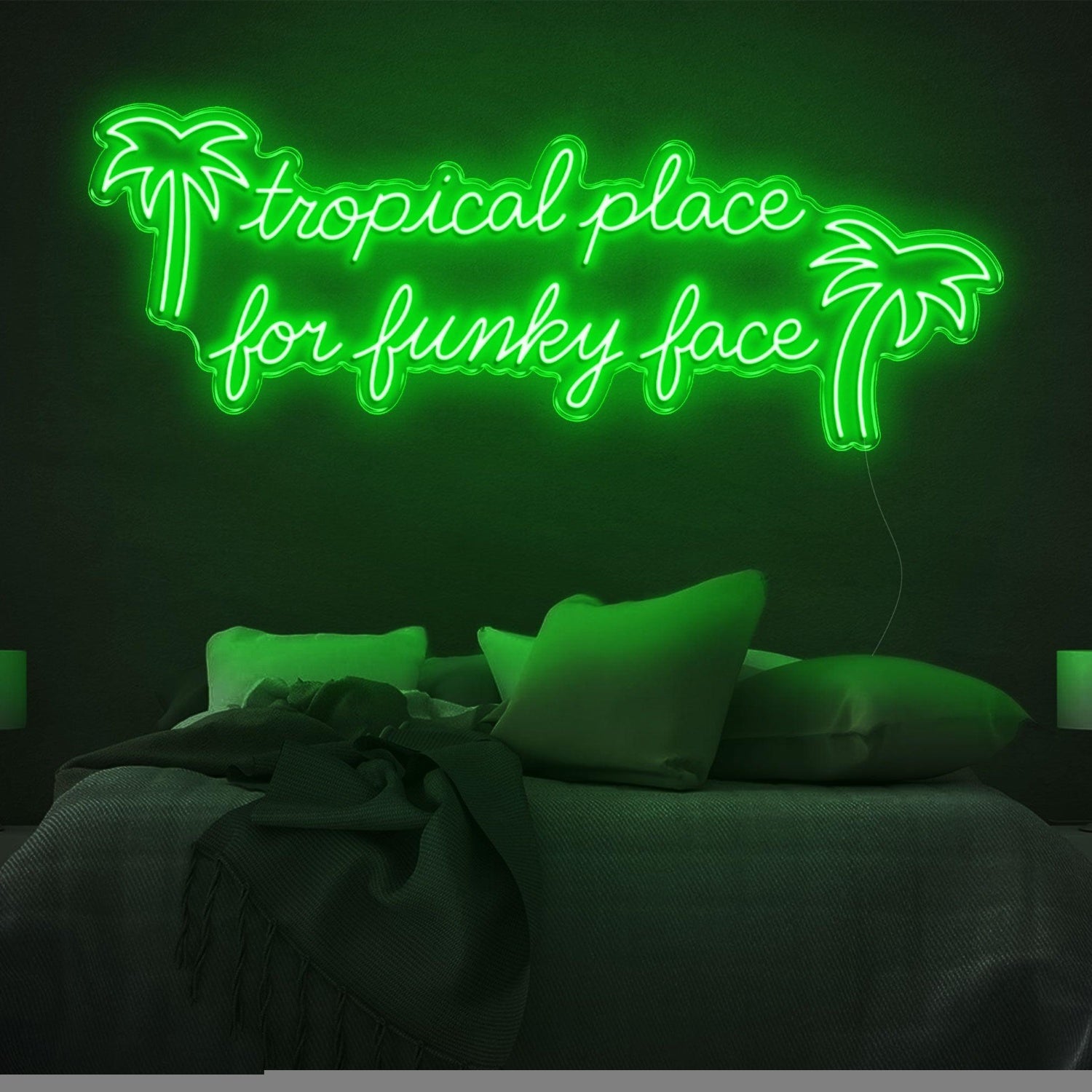 Purple Tropical Palm Funky Face Led Neon Sign For Bedroom Wall Decor | Shineneon