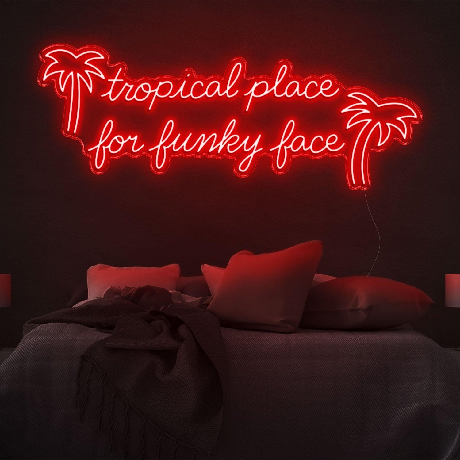 Purple Tropical Palm Funky Face Led Neon Sign For Bedroom Wall Decor | Shineneon