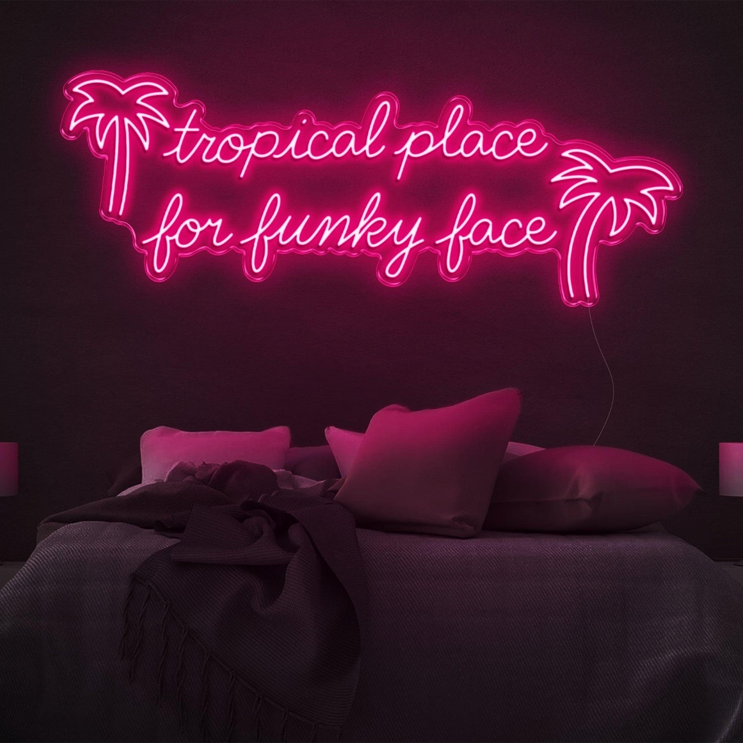 Purple Tropical Palm Funky Face Led Neon Sign For Bedroom Wall Decor | Shineneon