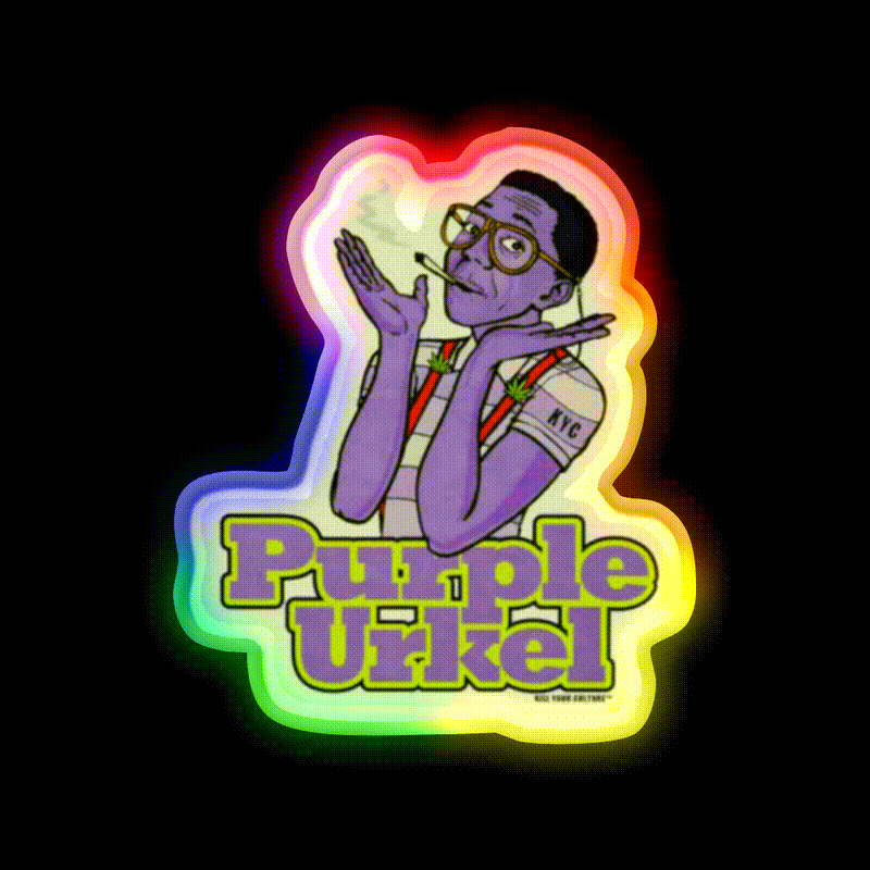 Purple Urkle Hemp Inspired Green Leaf Led Neon Sign Room Light Sign Rgb Color - LED neon sign close-up detail