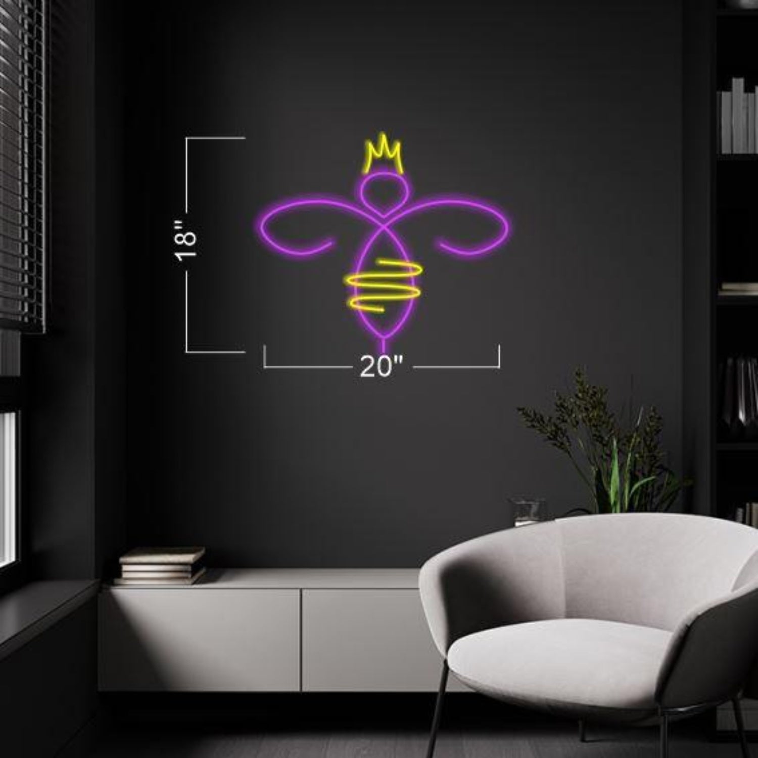 Purple Yellow Bee Crown Led Neon Sign For Home Decor | Shineneon