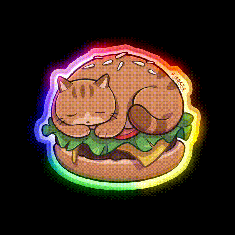 Purrger Fast Food Led Neon Sign For Burger Place Rgb Color - LED neon sign close-up detail