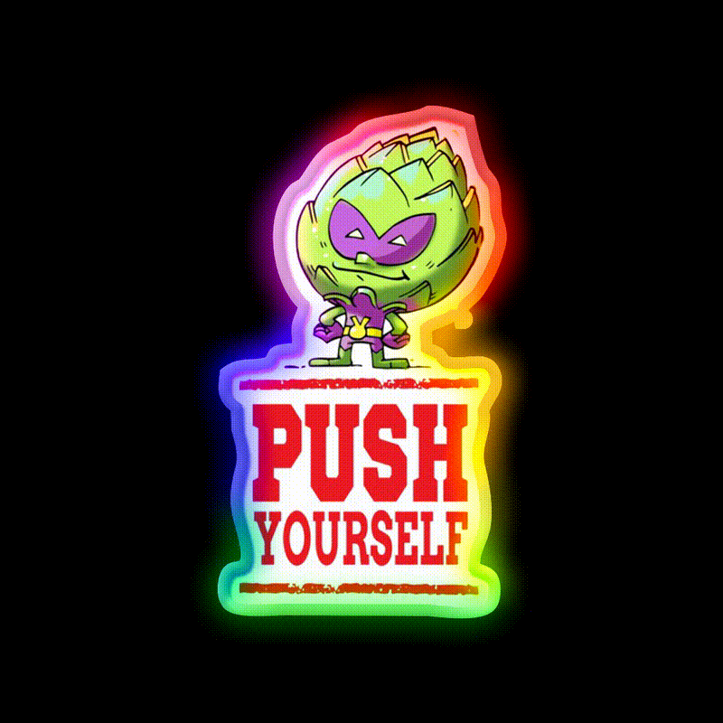 Push Yourself Artichoke Alien Workout Gym Fitness Led Neon Sign Rgb Color