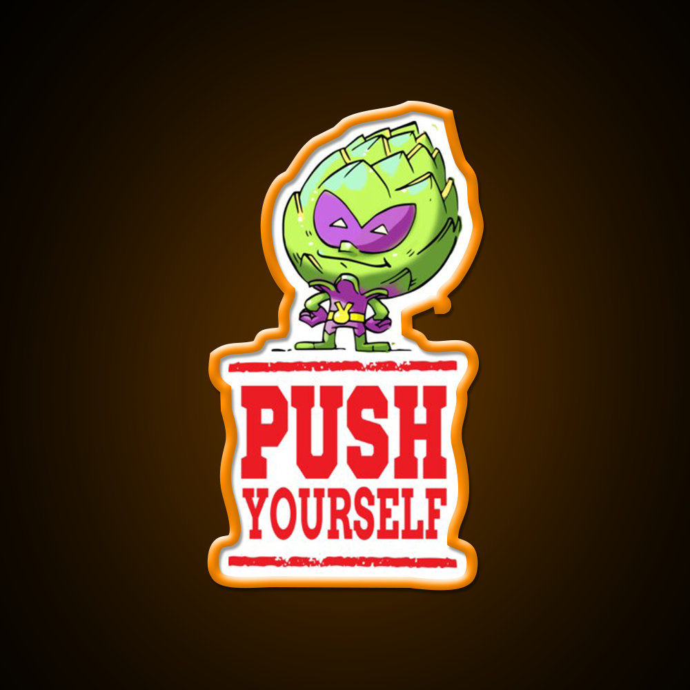 Push Yourself Artichoke Alien Workout Gym Fitness Led Neon Sign Rgb Color