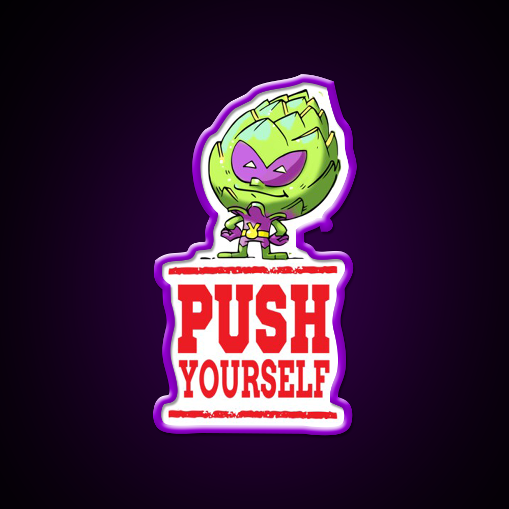 Push Yourself Artichoke Alien Workout Gym Fitness Led Neon Sign Rgb Color